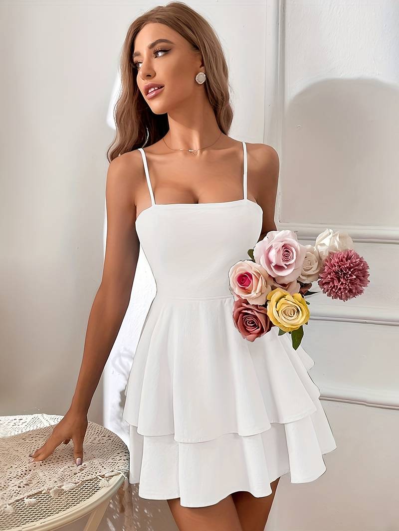 Fern - Bow embellishment Tiered cami dress