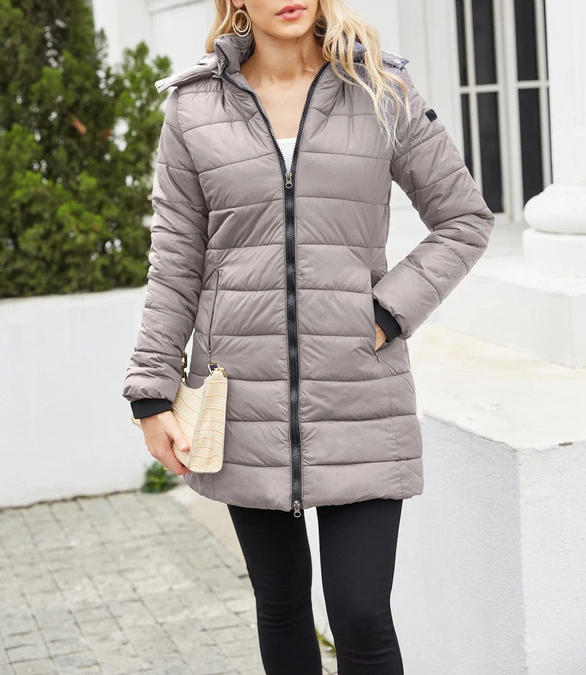Padded hoodie winter jacket for women