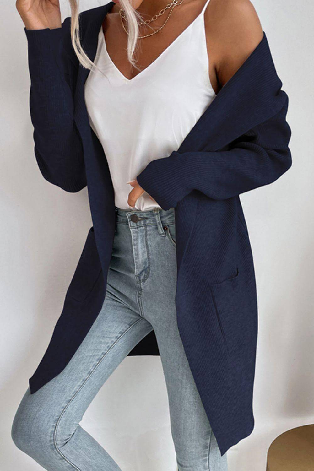 Women's Ribbed Hooded Cardigan