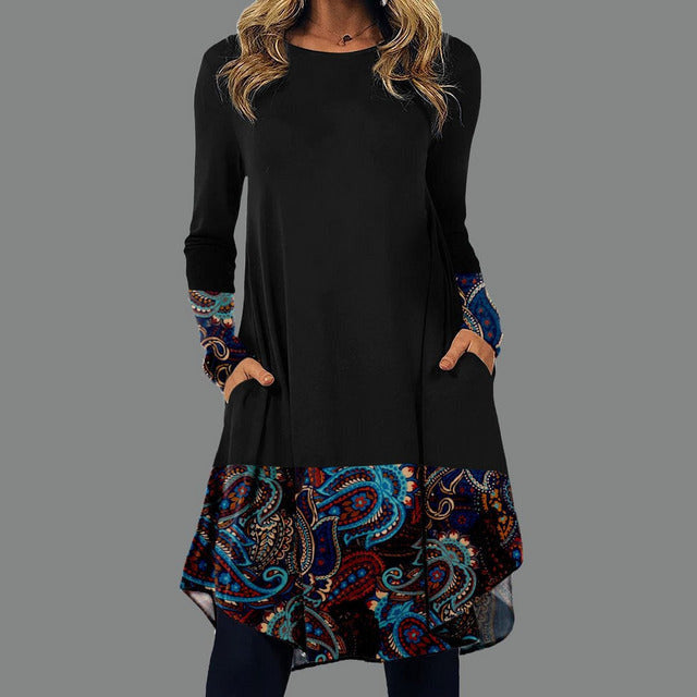 Lavinia - Vintage-style printed waist dress