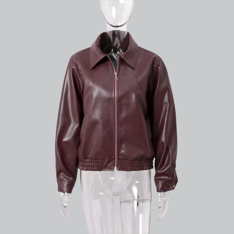Stylish vintage red leather jacket for women