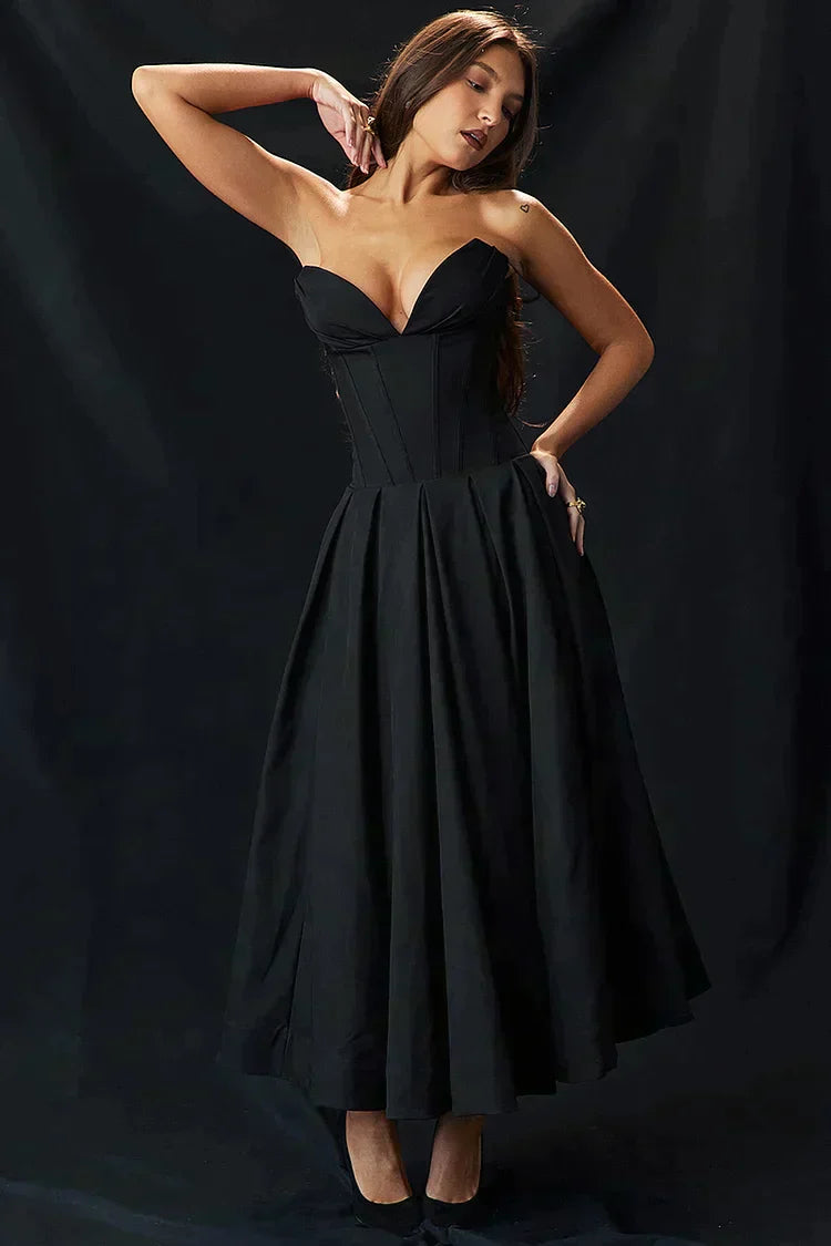 Dariana - Deep V-neck strapless dress