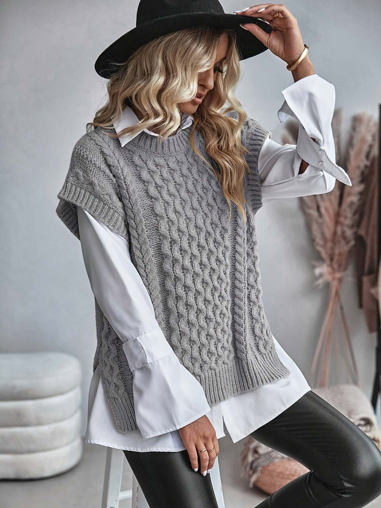 Cable Knit Sweater Vest for Women