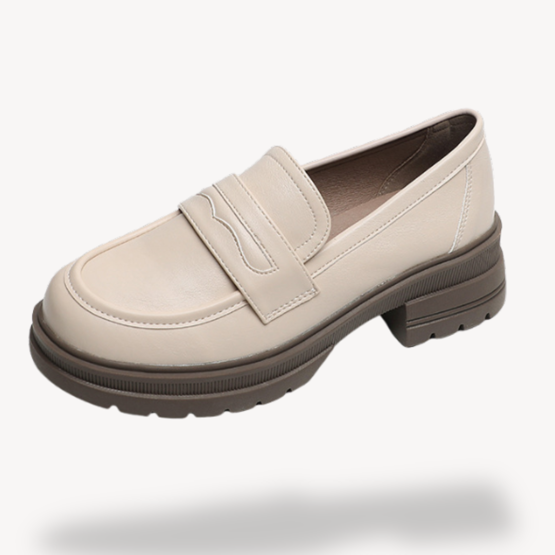Loravelle | Women's Chunky Loafers - Leather Slip-On Shoes