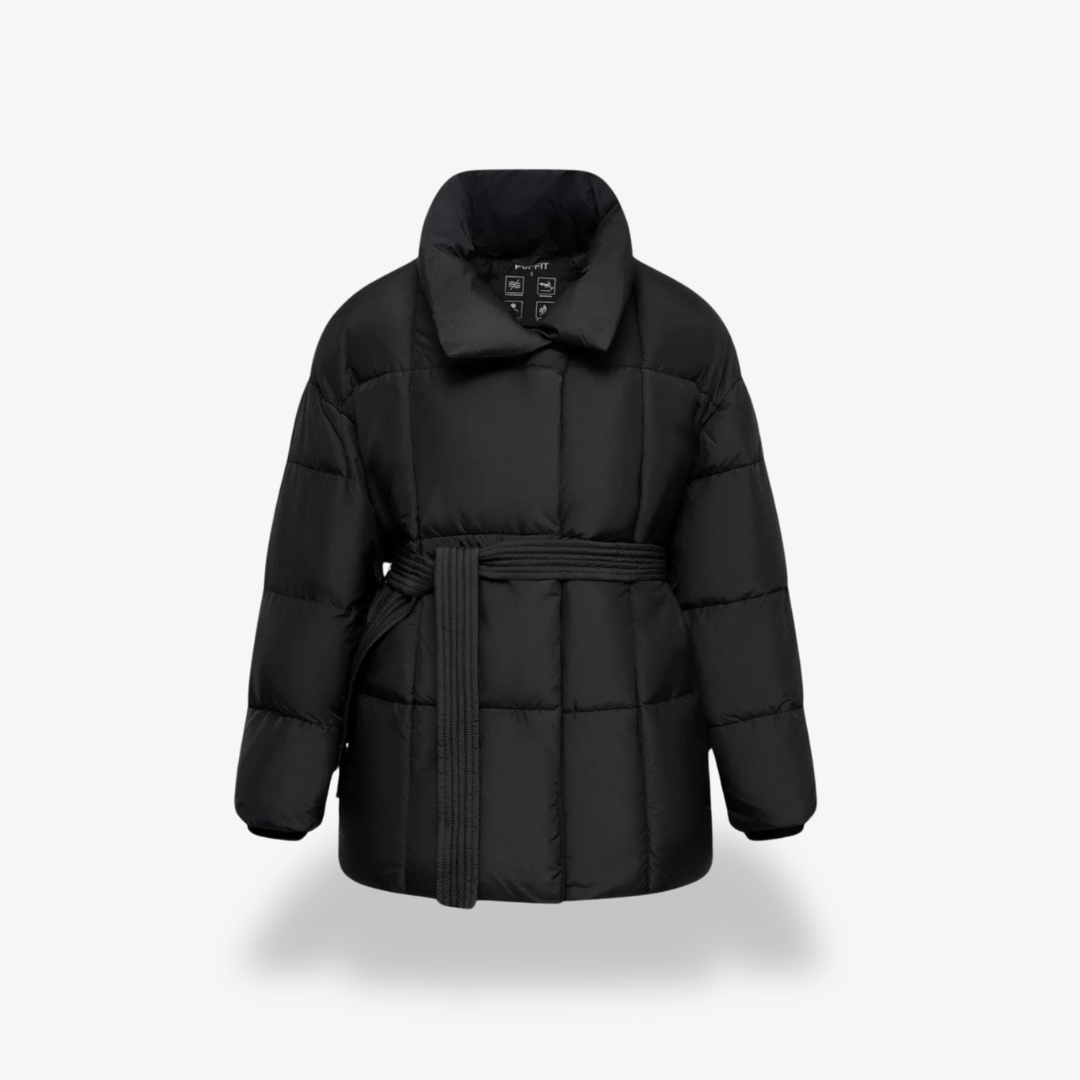 Loravelle | Women's Puffer Jacket – Belted, High Collar, Winter Coat