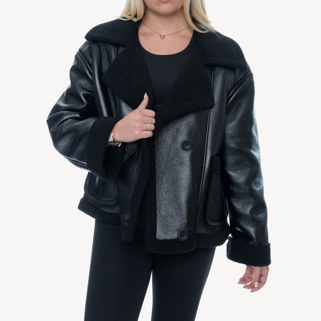 Loravelle | Women's Faux Leather Shearling Jacket