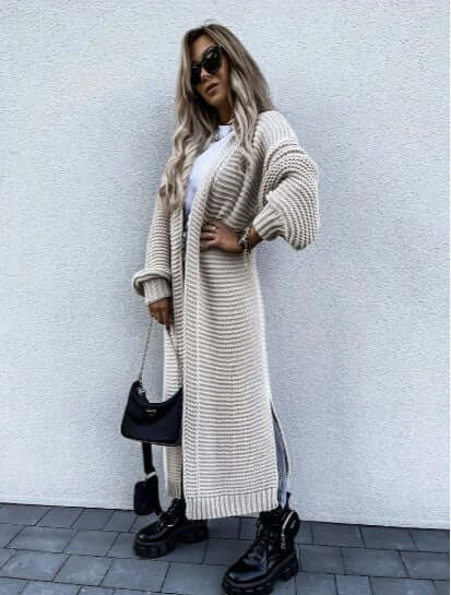 Women's Knitted Cardigan - Long Sleeve Open Front