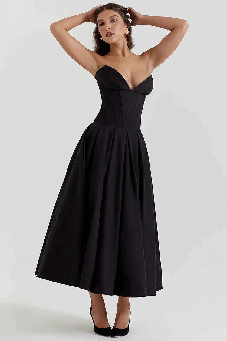 Dariana - Deep V-neck strapless dress