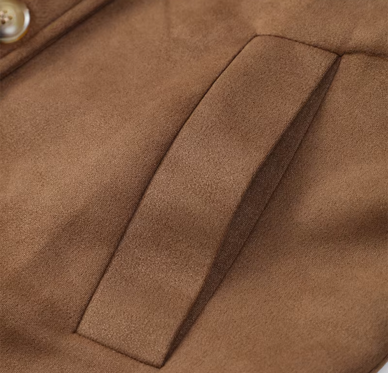 Elegant suede belted long coat for women