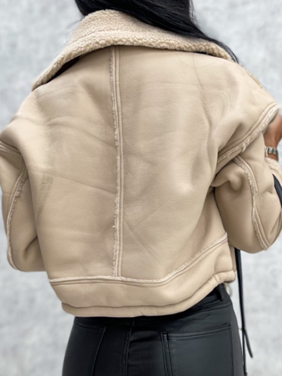 Stylish cropped biker jacket for women