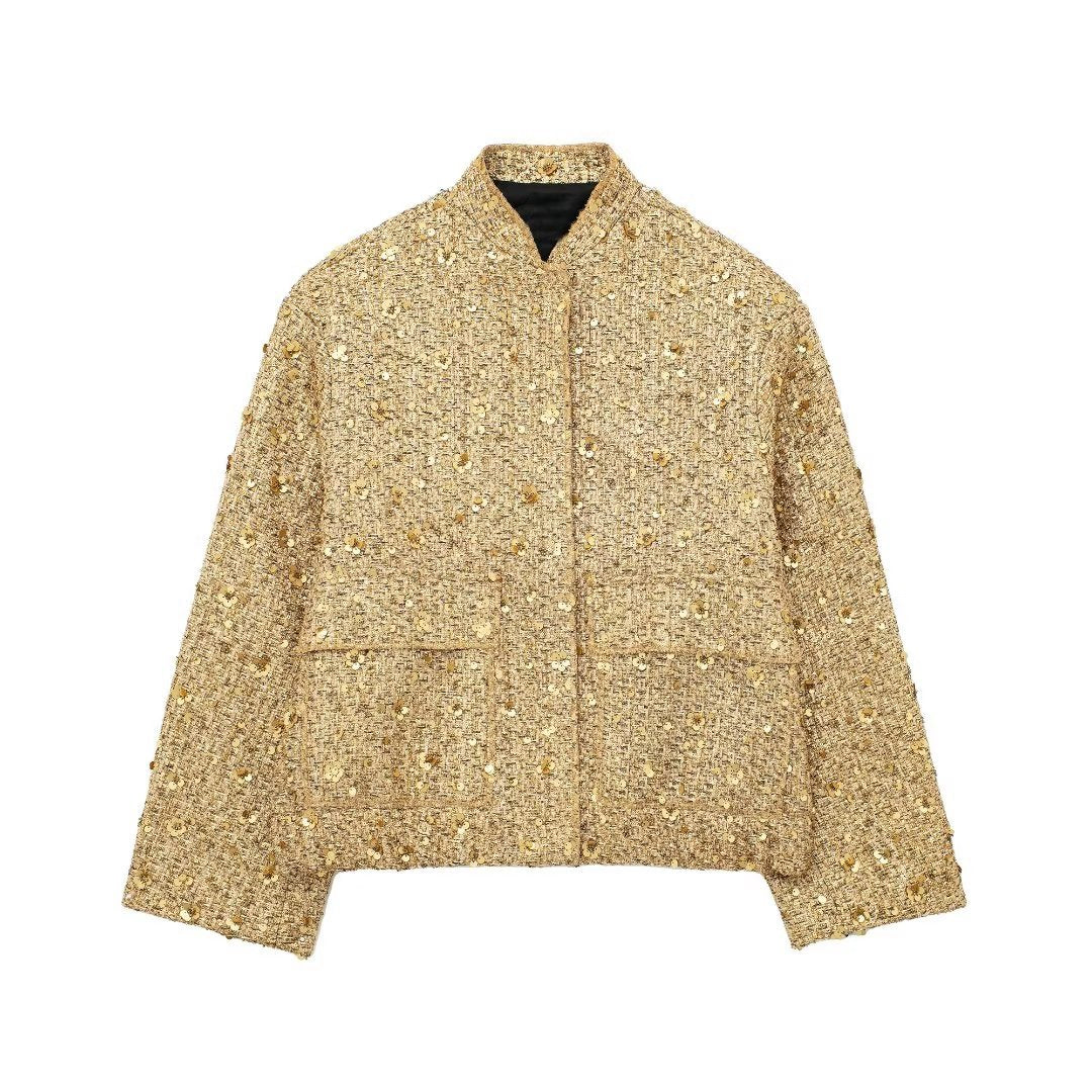 Sequins casual bomber jacket for women