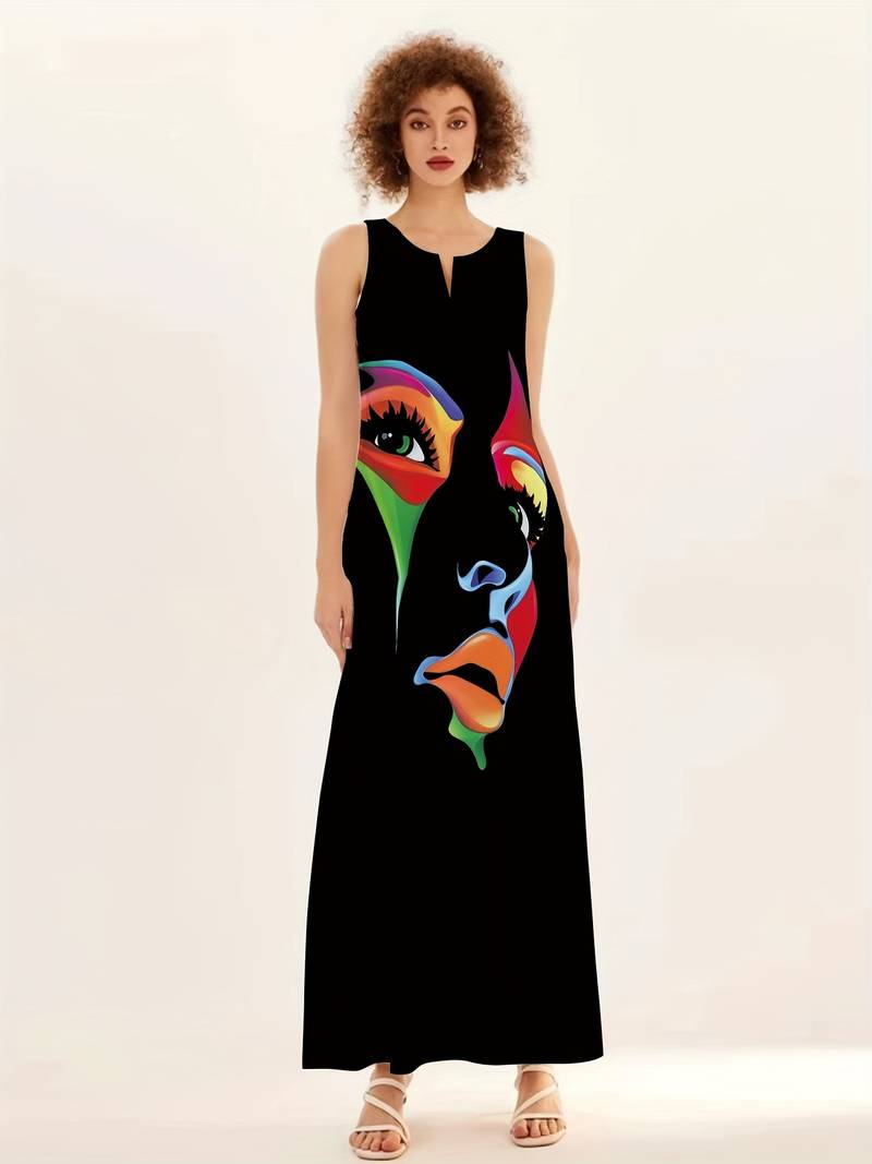 Kyoshi - Maxi dress with abstract face print