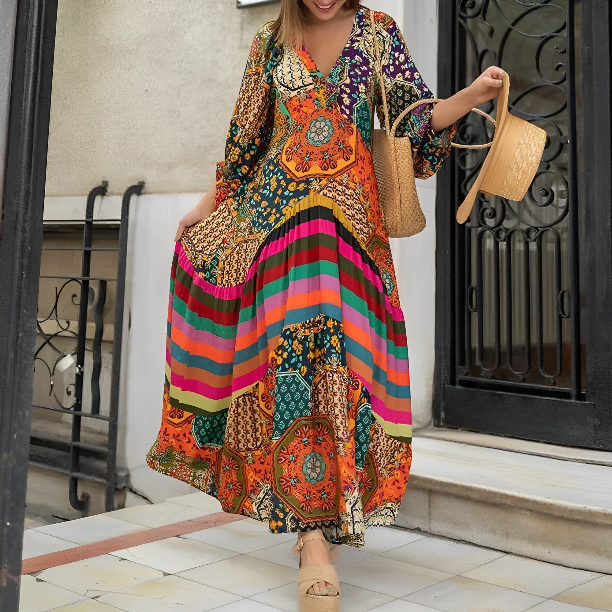 Maitane - Boho chic linen maxi dress