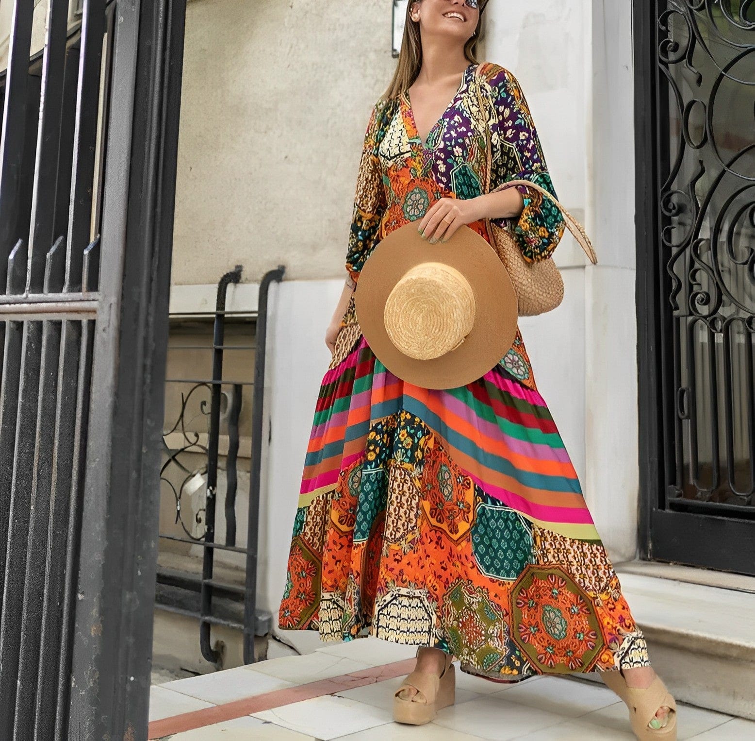 Maitane - Boho chic linen maxi dress