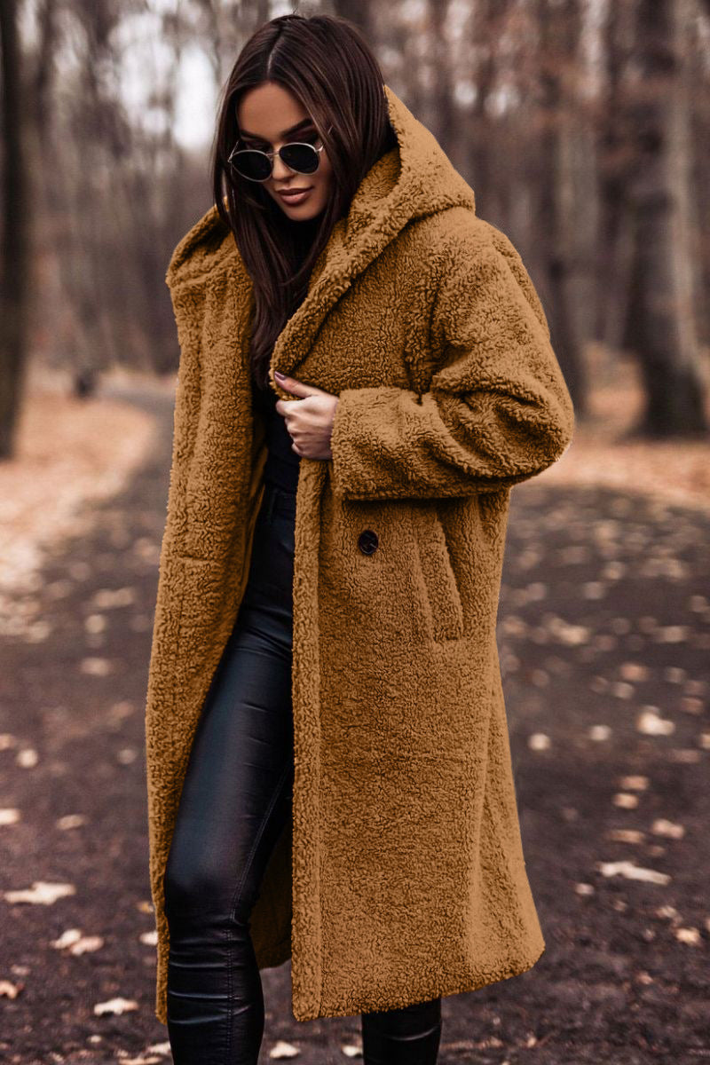Long plush teddy coat for women