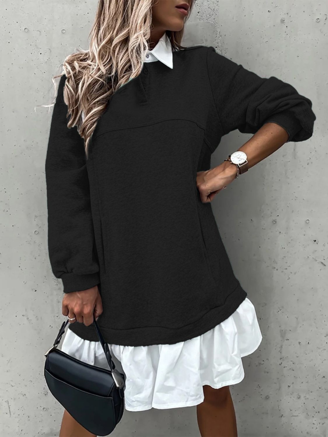 Eva - Ruffle Hem Mini Dress for Fall for Women