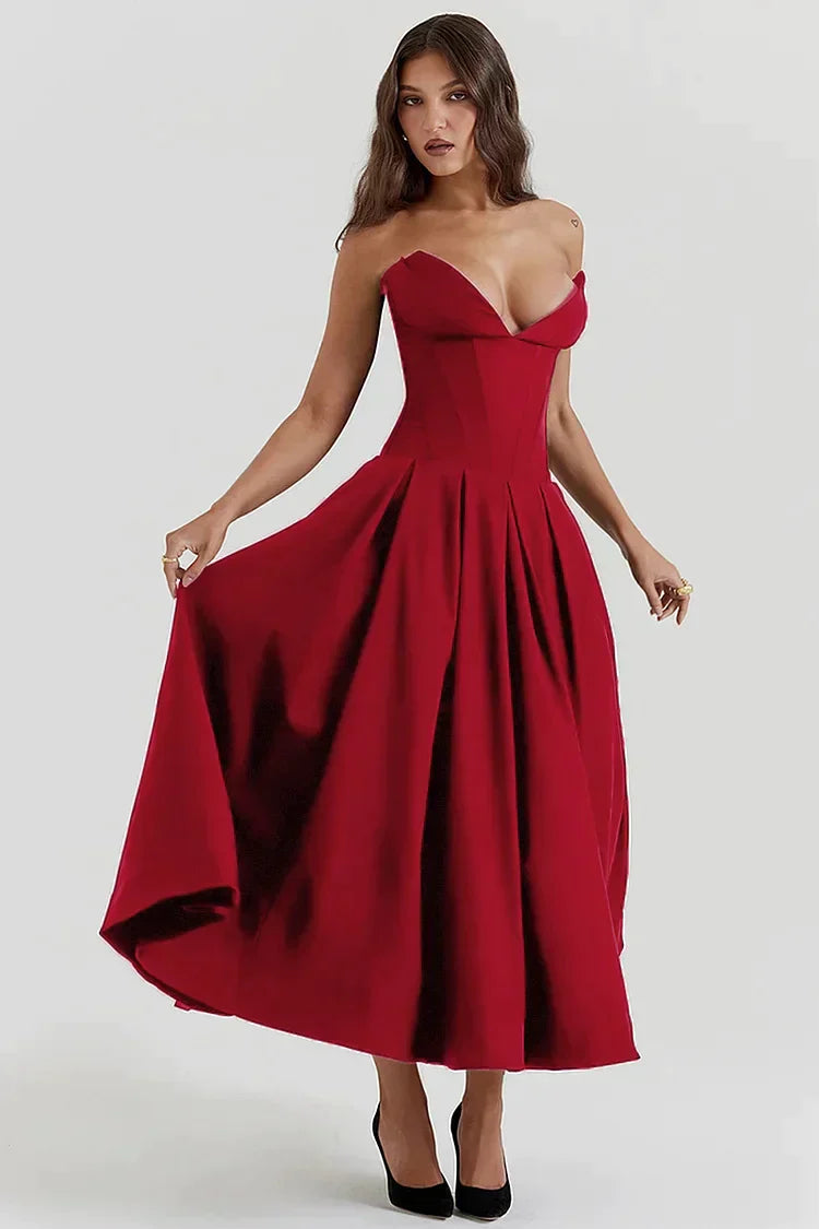 Dariana - Deep V-neck strapless dress