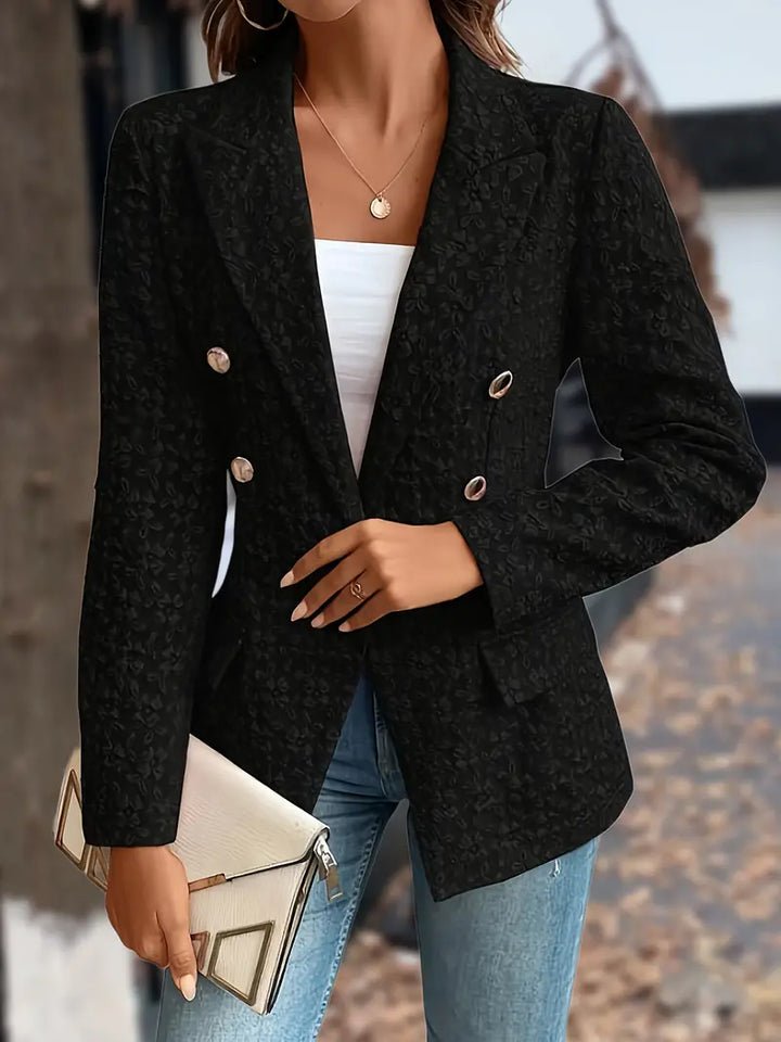 Floral textured double breasted blazer for women