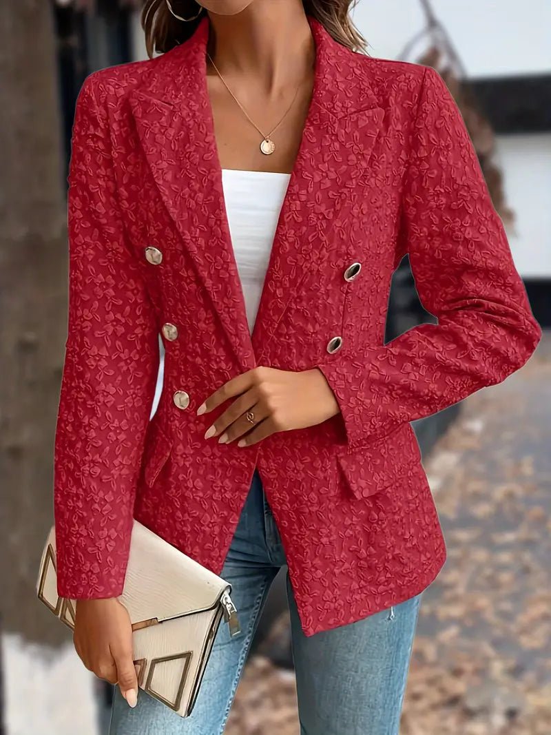 Floral textured double breasted blazer for women