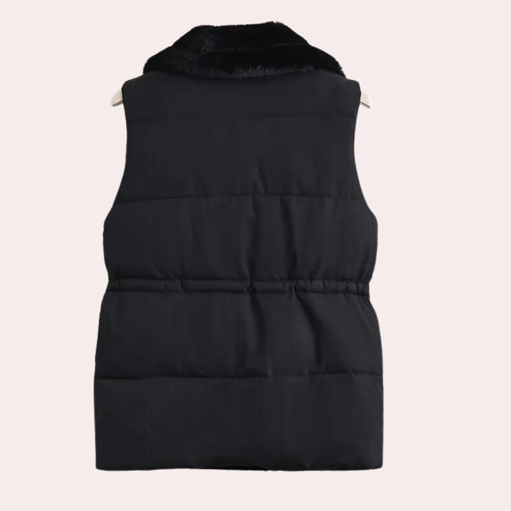 Collar puffer vest for women