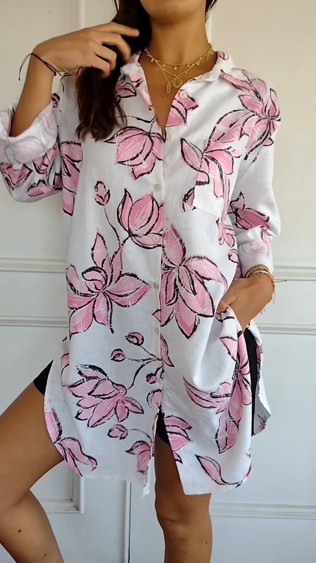 Emma - Elegant Shirt Dress With Print