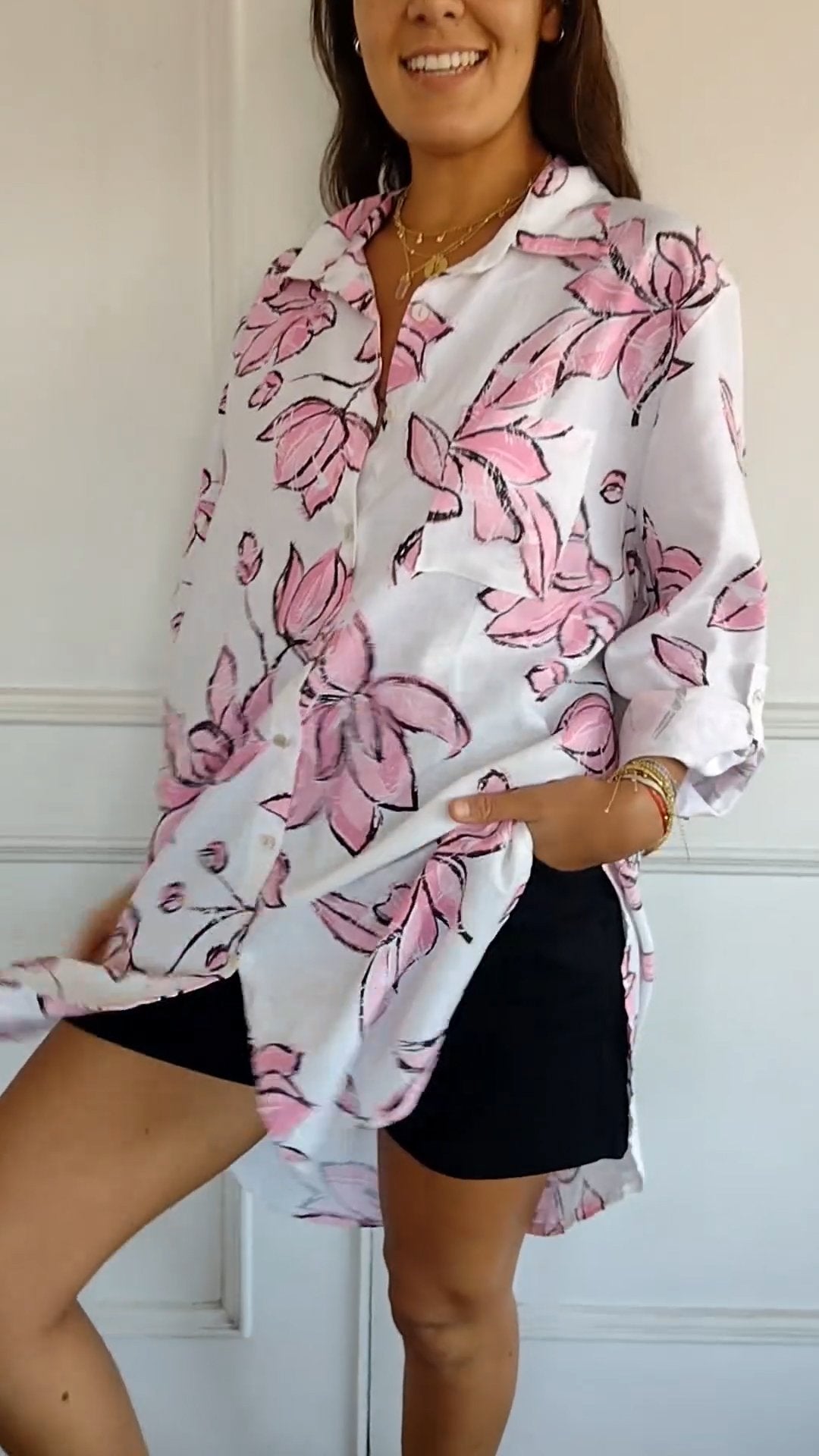 Emma - Elegant Shirt Dress With Print