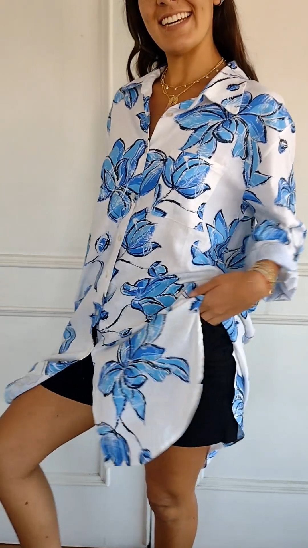 Emma - Elegant Shirt Dress With Print