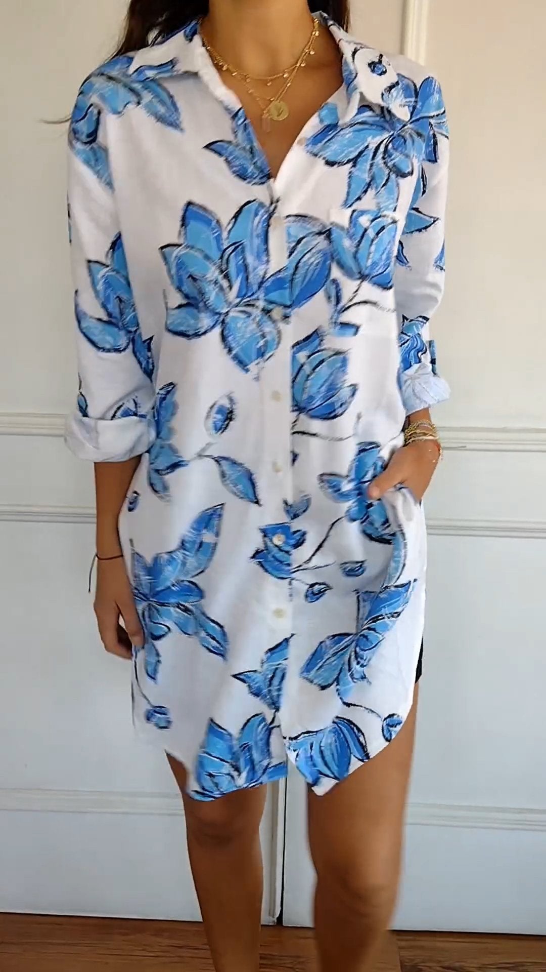 Emma - Elegant Shirt Dress With Print