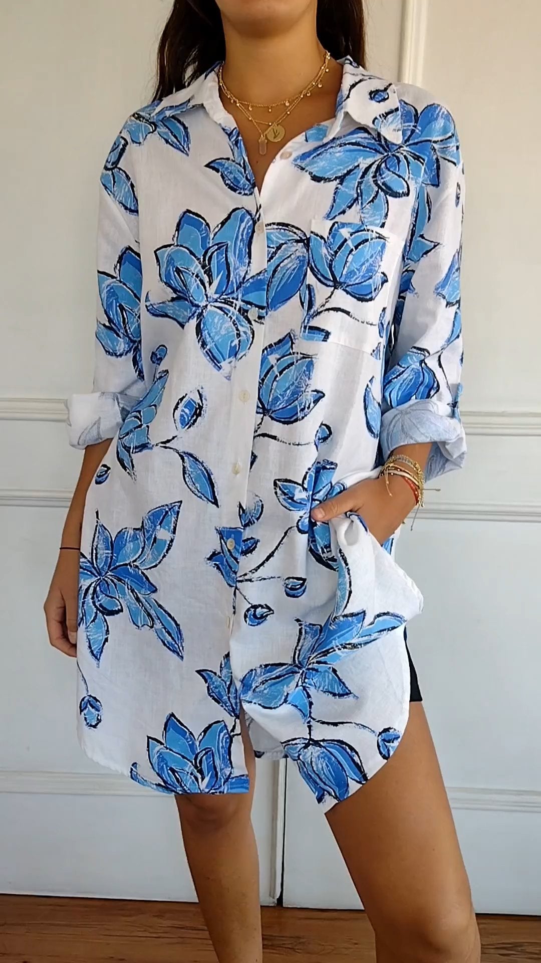 Emma - Elegant Shirt Dress With Print