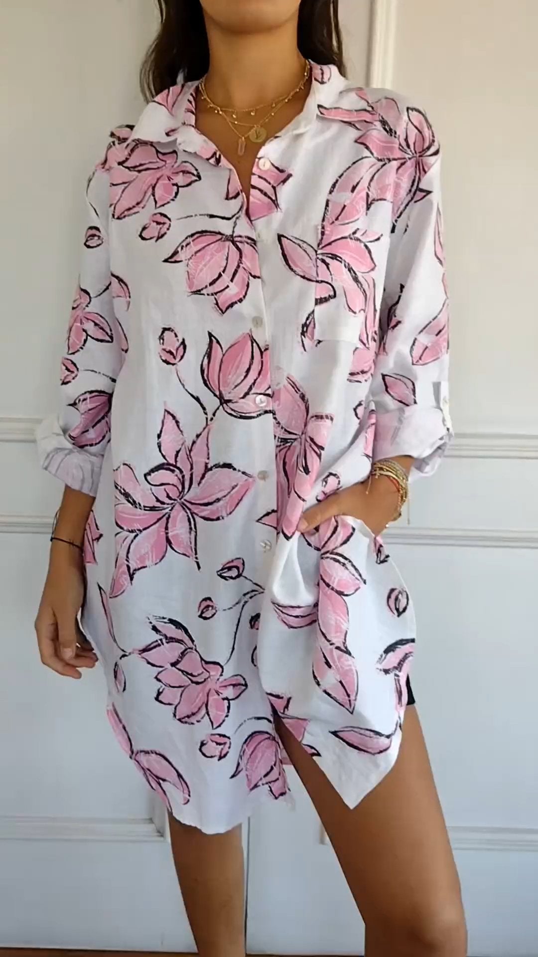 Emma - Elegant Shirt Dress With Print