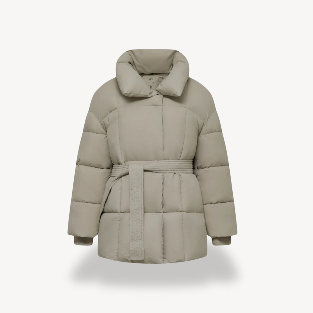 Loravelle | Women's Puffer Jacket – Belted, High Collar, Winter Coat