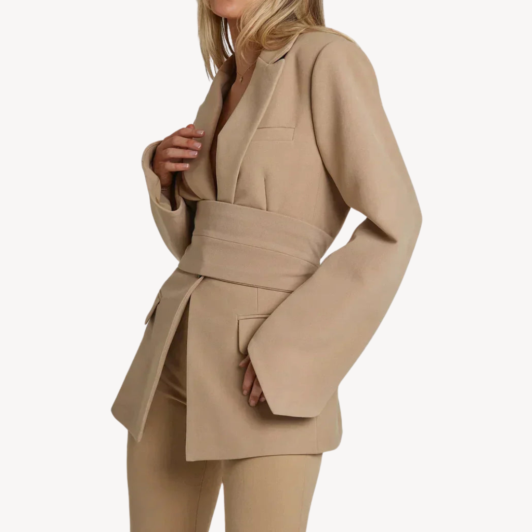 Loravelle | Women's Belted Blazer – Elegant Suit Jacket