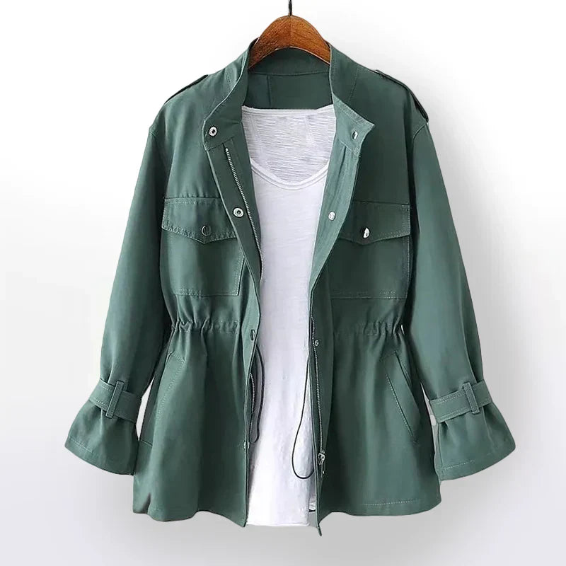 Flattering fit long trench coat for women