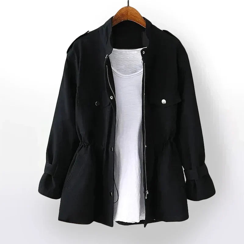 Flattering fit long trench coat for women