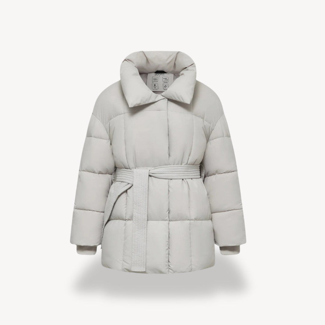 Loravelle | Women's Puffer Jacket – Belted, High Collar, Winter Coat