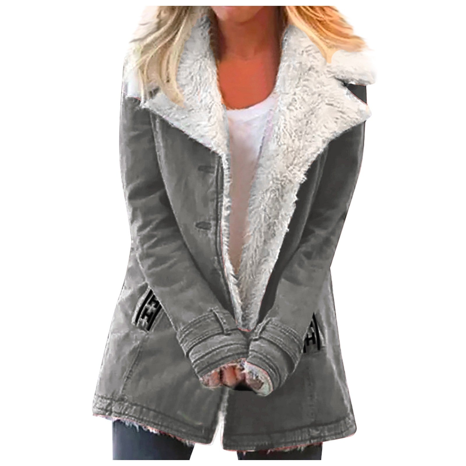 Lapel collar winter jacket for women