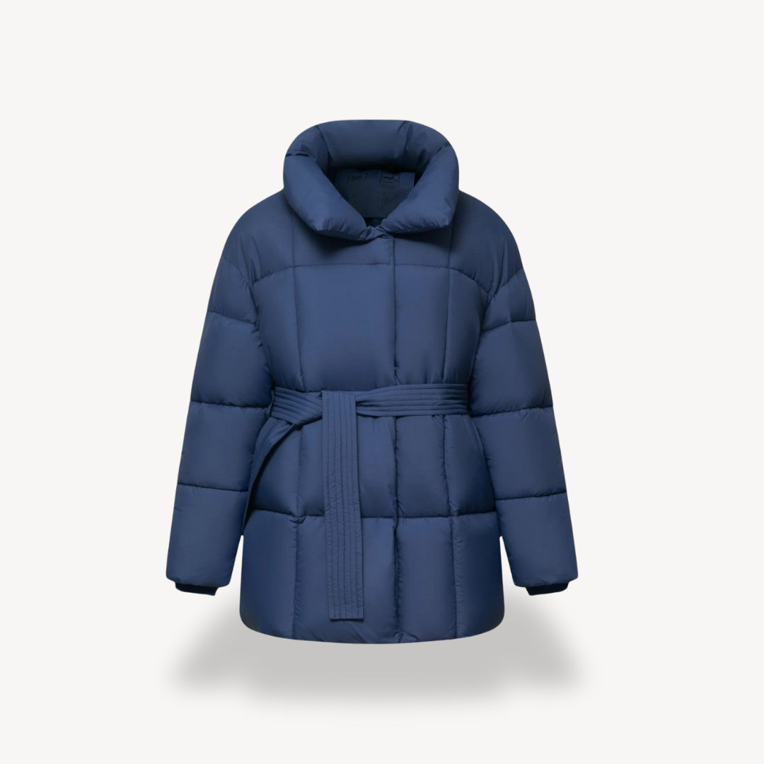 Loravelle | Women's Puffer Jacket – Belted, High Collar, Winter Coat