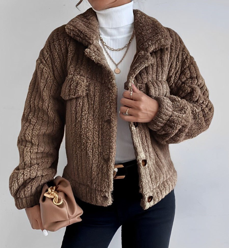 Plush textured jacket for women