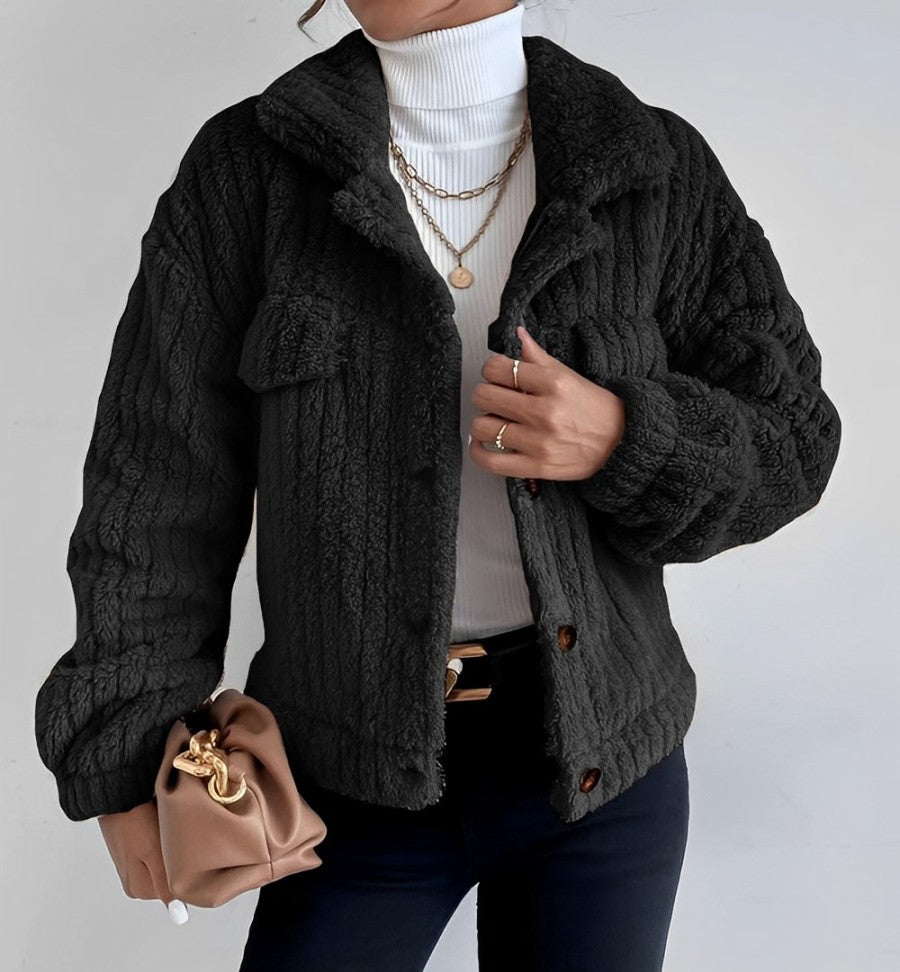 Plush textured jacket for women