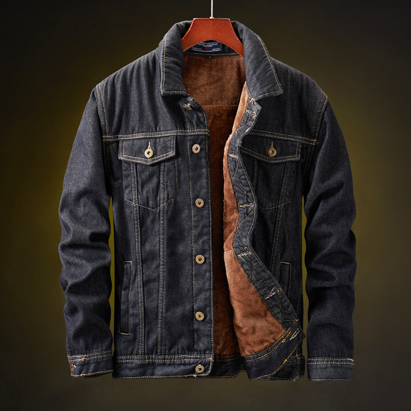 Men's Cowboy Denim Jacket with Fleece