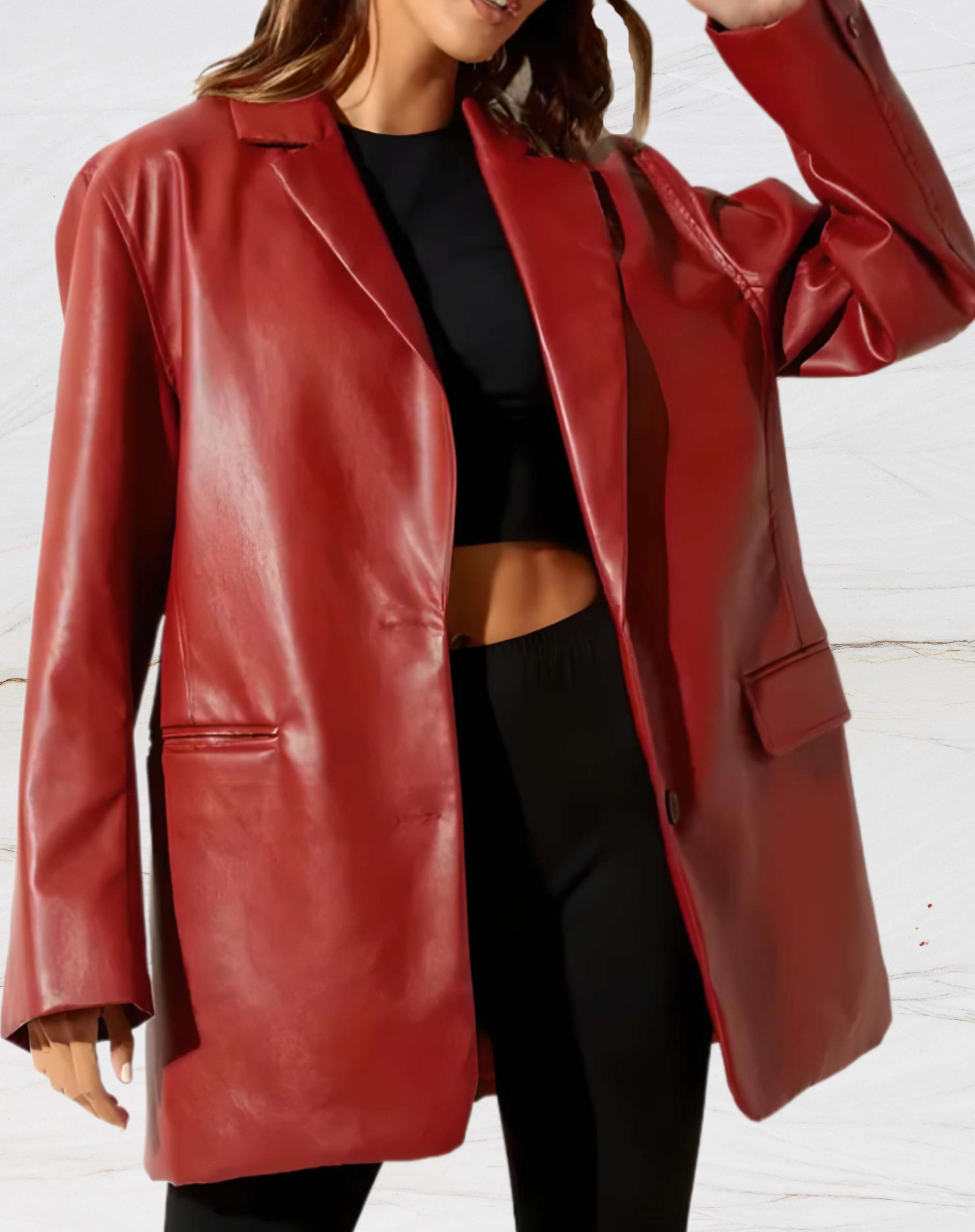 Eda | Women's Mid-Length Leather Jacket - Classic & Chic