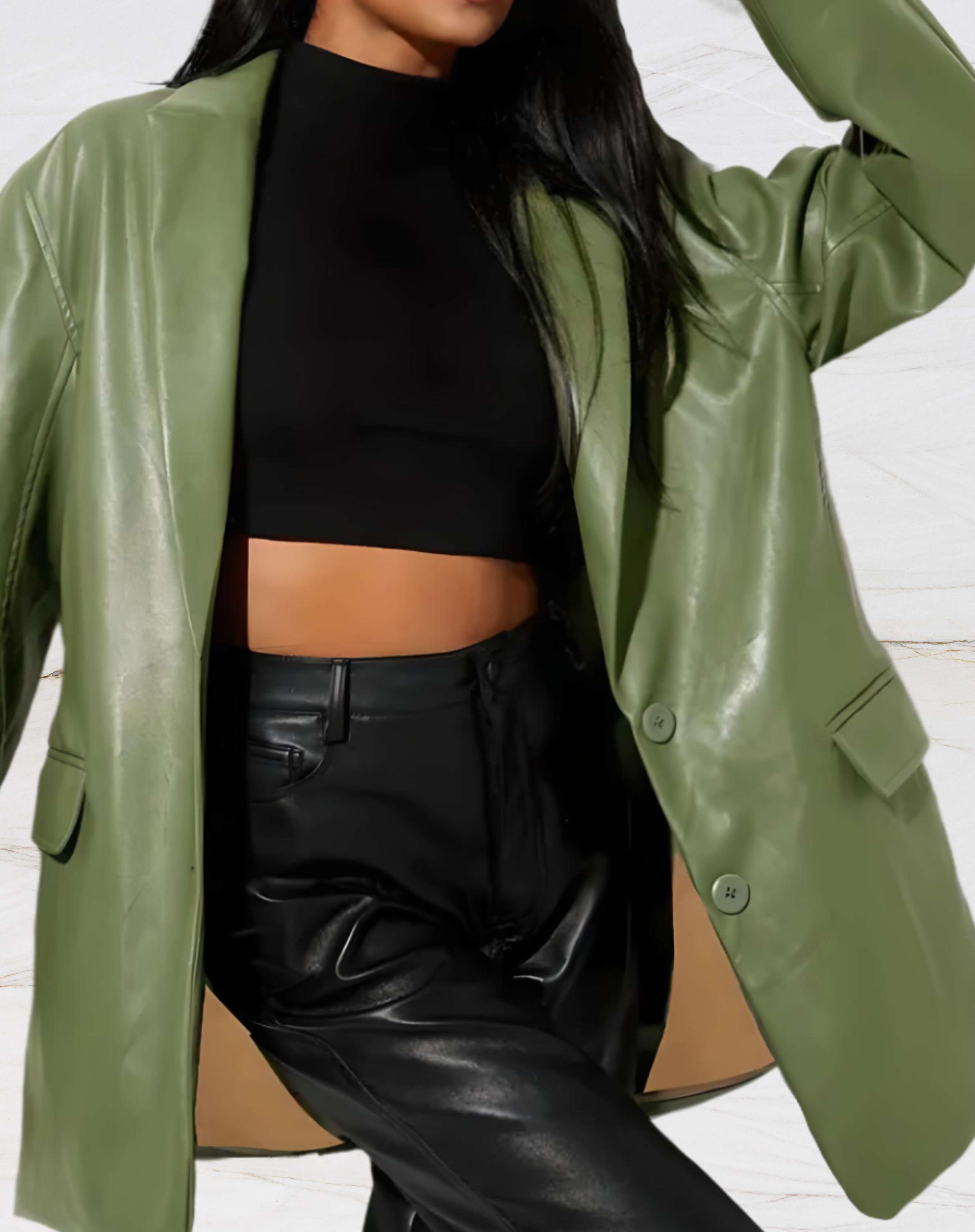 Eda | Women's Mid-Length Leather Jacket - Classic & Chic