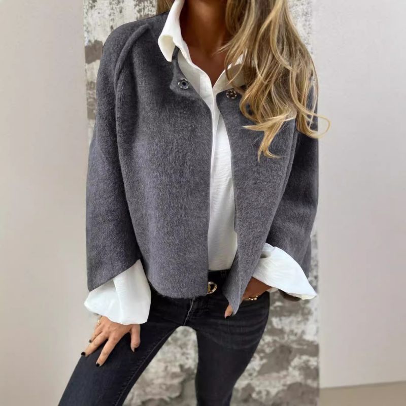 Fleece open stitch outdoor coat for women
