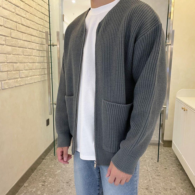 Men's Ribbed Knit Cardigan - Button Up - Long Sleeve - Soft & Stretchy Layering Piece