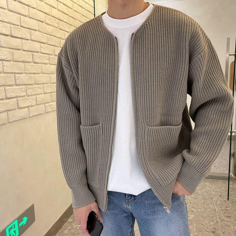 Men's Ribbed Knit Cardigan - Button Up - Long Sleeve - Soft & Stretchy Layering Piece