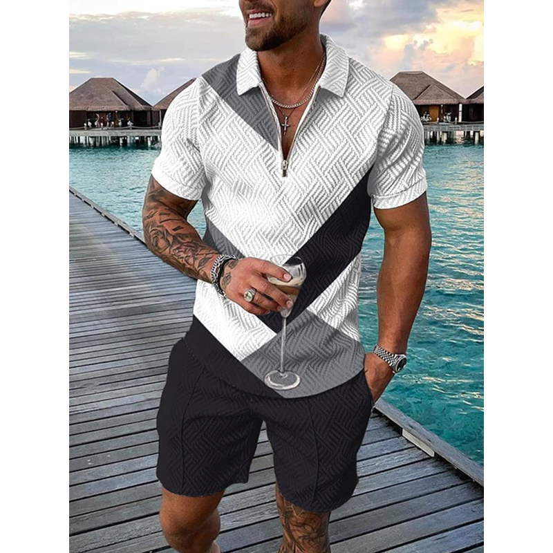 Men's Casual Set Polo Collar Short Sleeve Set 04740810L