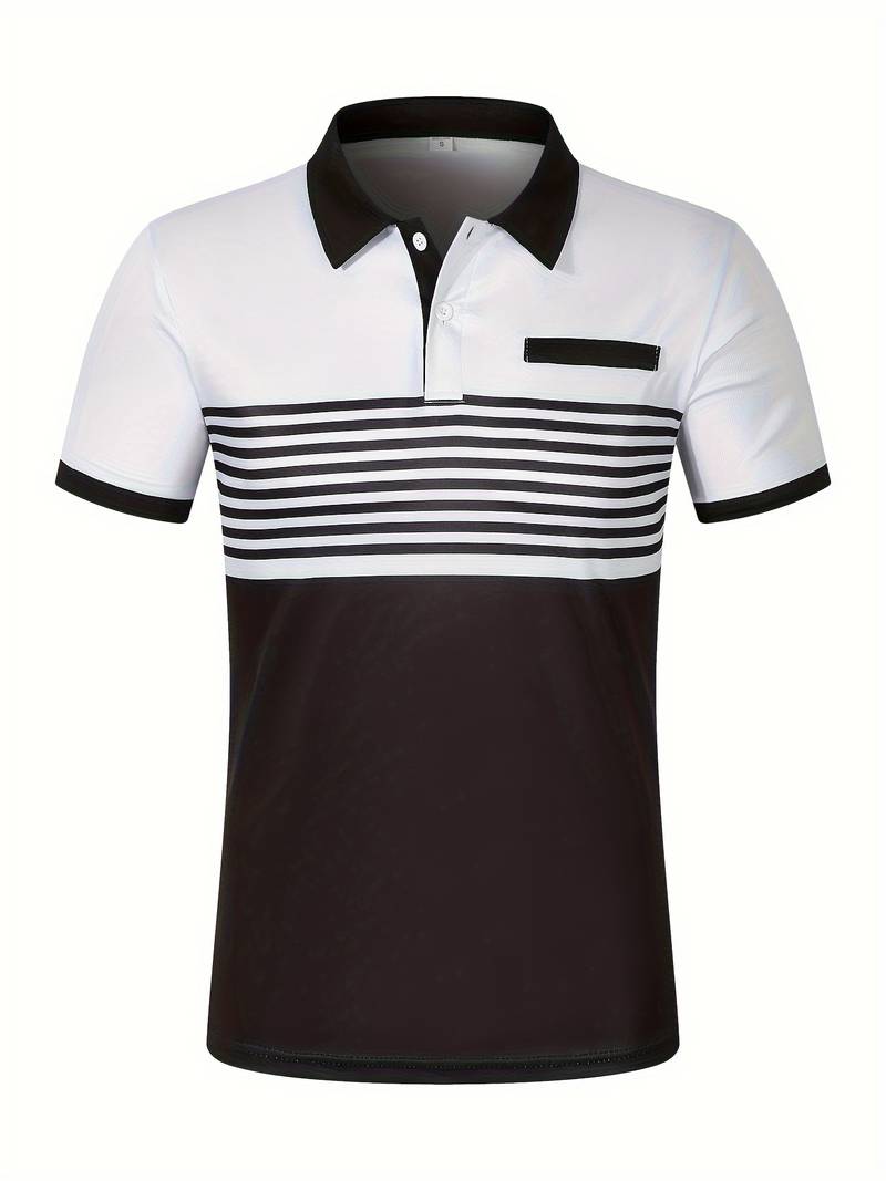 Leon - Casual Short Sleeve Striped Polo Shirt For Men
