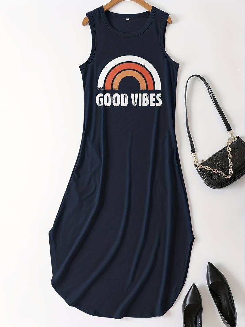 Good Vibes - Long dress with letter print