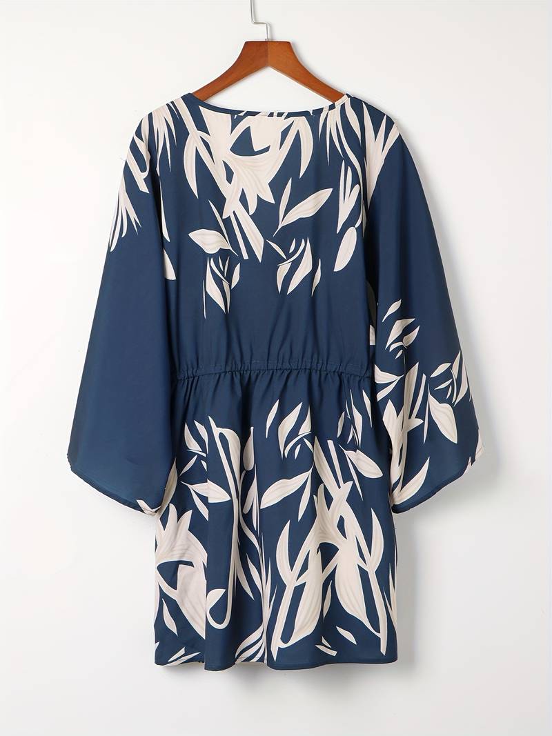 Revelyn - Beach dress with drawstring and floral print