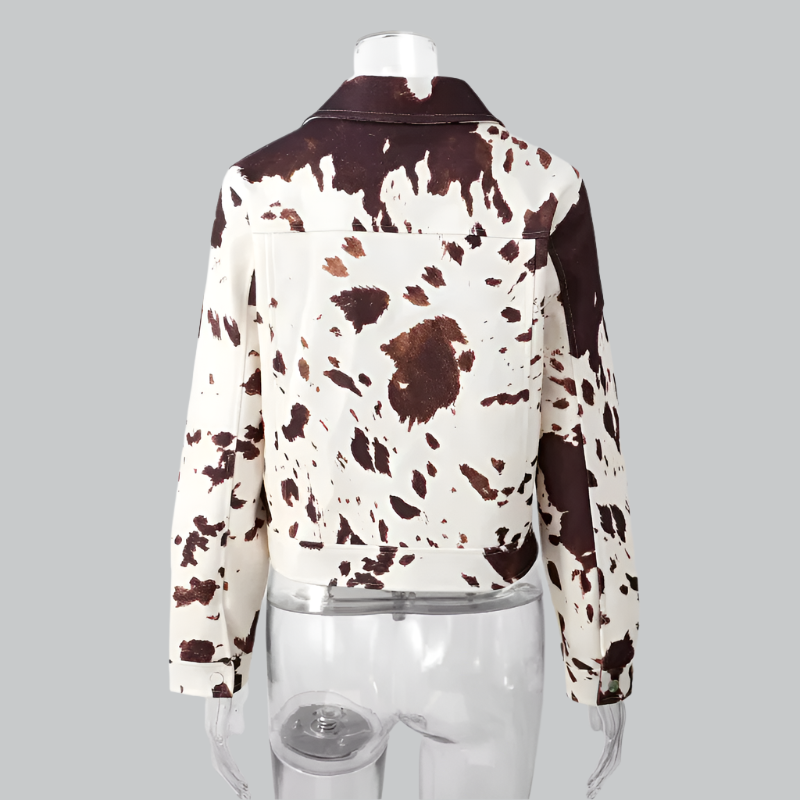 Chic lapel printed jacket for women